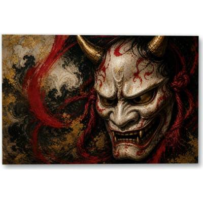Plakát – Rohatá maska v červené a černé Bez rámu Ano Bez rámu 135 × 90 cm