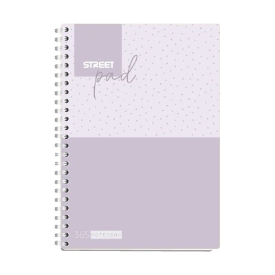 Тетрадка Street Pad, А5, спирала, ламинат, 100л, широки редове , лилава (30661-А-DOTS)