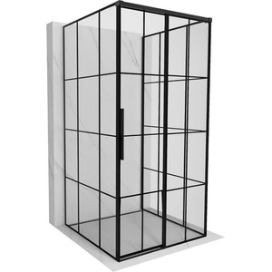 Mexen Rox-3S право плъзгаща се тристенна душ кабина 90 x 90 см, черна решетка, черна - 8C2-090-090-70-77-3S-P (8C2-090-090-70-77-3S-P)