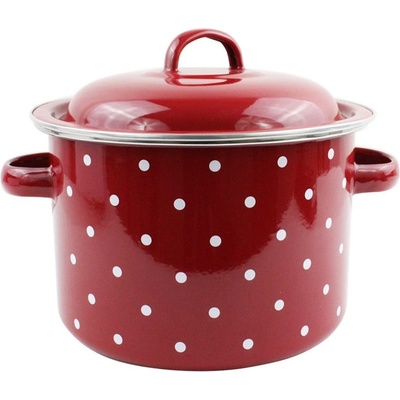 Elekom ТЕНДЖЕРА ЕК-1813 К - емайлирана, 3.3 Литра, 0, 7мм дебелина, Червено с бели точки, Индукционно дъно, Ø18х13 cм (EK-1813 К)