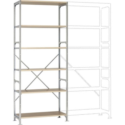 Manuflex RM2173 Zásuvná polica MEGAFLEX v základnej verzii so 6 policami 97 x 2.5 x 80 cm, ocel, drevená po