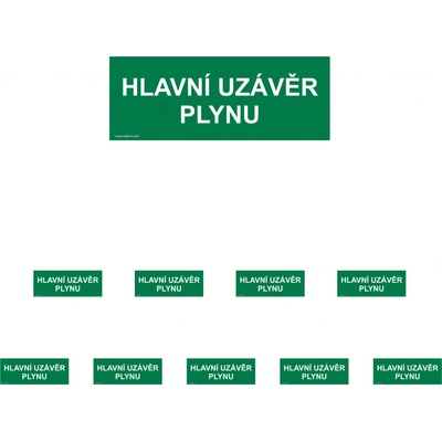 Walteco Hlavní uzávěr plynu (zelená), 210x80mm, samolepka Množství: 10 ks , 20078BP2