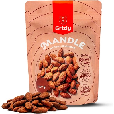 GRIZLY Mandle natural nelúpané 250 g