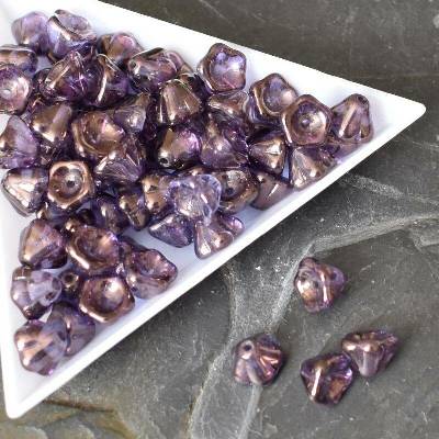 - Zvonečky cca 6x8mm - fialové s listrem 100 ks