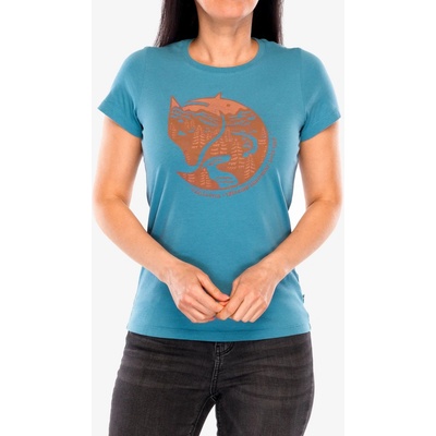 Fjallraven Arctic Fox Print T-shirt W DAWN BLUE-TERRACOTTA BROWN