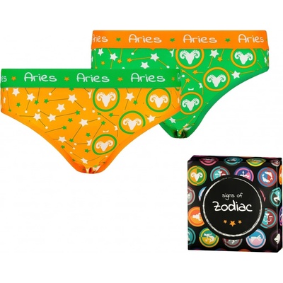 Frogies Dámske nohavičky Zodiac Baran 2P Darčekové balenie čierna šedá oranžová svetlozelená viacfarená
