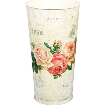 Váza KVĚTY RŮŽE plechová vysoká d13x23cm – Zboží Dáma