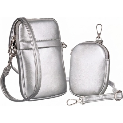 Strieborná crossbody a peňaženka v jednom