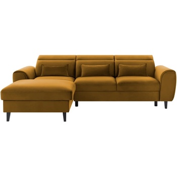 Eltap Жълт кадифен разтегателен ъглов диван с място за съхранение (ляв ъгъл) Foble - ELTAP (CO-FOB-LT-45LO)