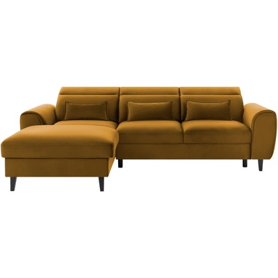 Eltap Жълт кадифен разтегателен ъглов диван с място за съхранение (ляв ъгъл) Foble - ELTAP (CO-FOB-LT-45LO)