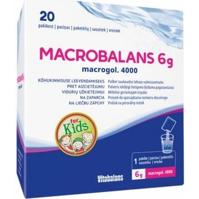 Vitabalans Macrobalans 6 g macrogol 4000 vrecúška proti zápche pre deti 20 ks
