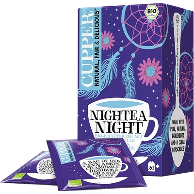 Cupper Nightea Night Bio Ovocno-bylinný čaj porciovaný so škoricou harmančekom rooibosom a prírodnou pomarančovou arómou 20 ks