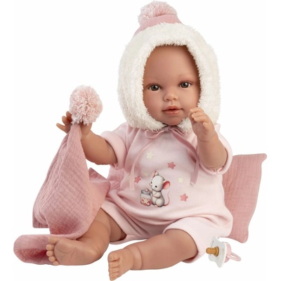 Llorens 63808 New Born realistické miminko se zvuky a měkkým látkovým tělem 38 cm