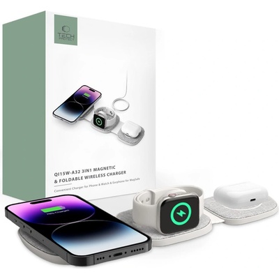 Tech-Protect Nabíječka pro iPhone, Apple Watch a AirPods - Tech-Protect, A32 MagSafe Wireless Charger White – Zboží Živě