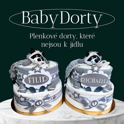 BabyDort dvoupatrové plenkové dorty pro dvojčata neutrální MÝVAL