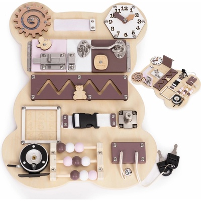 EcoToys Drevená manipulačná doska medvedík