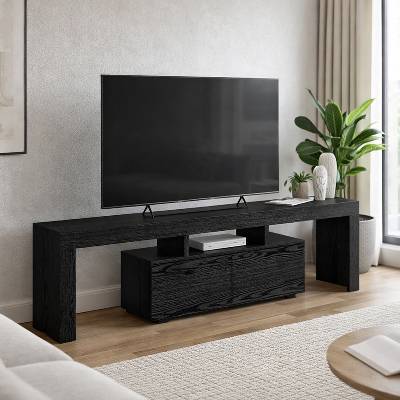 TopMebel Woodra меламинов ТВ шкаф в цвят черен Sencron, размери 180 × 31.3 × 50.2 см