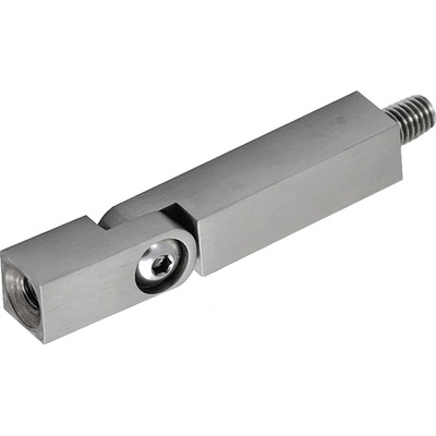 Čep s kloubem čtvercový (vnější závit M8 - vnitřní závit M6, 12x12mm / L: 68mm), plný materiál, broušená nerez K320 / AISI304