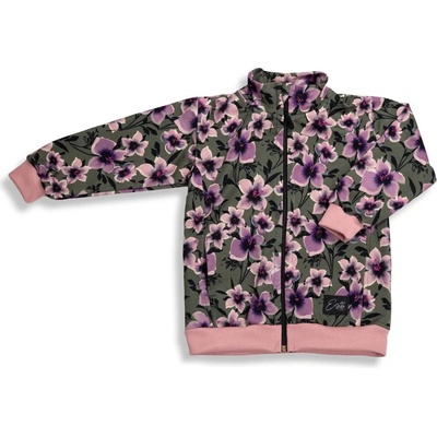 Esito mikina na zips Purple flower zelená