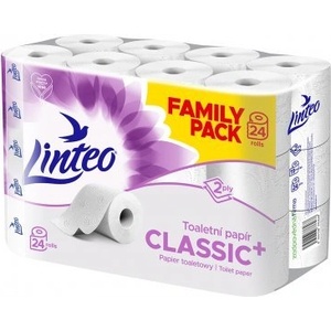 Linteo Тоалетна хартия Linteo - бяла, двуслойна, 24 ролки