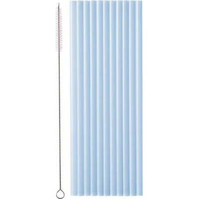PartyDeco Plastová brčka světle modrá 23 cm 12 ks