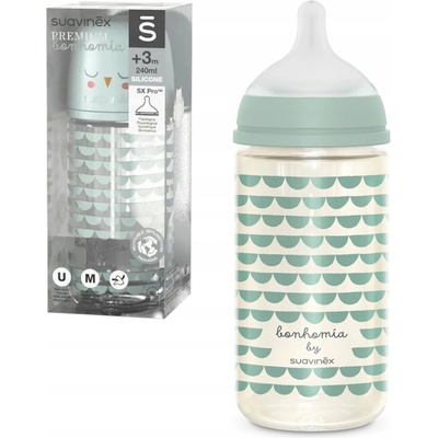 Suavinex Láhev sklo Bonhomia fyziologická SX PRO MF zelená 240 ml