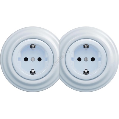 Reblig - Двойна ретро домашна розетка с рамка SCHUKO 230V синя (RG0026C)
