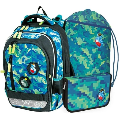 Stil Batoh pro prvňáčky Junior Pixel Quest set