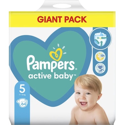 Pampers Active Baby Size 5 еднократни пелени 11-16 kg 64 бр