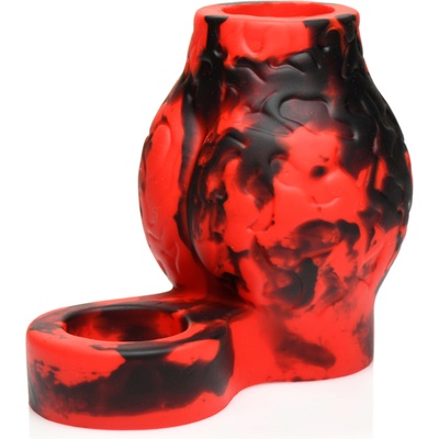 Creature Cocks Hell Hound Silicone Penis Sleeve + Ball Stretcher Large Red