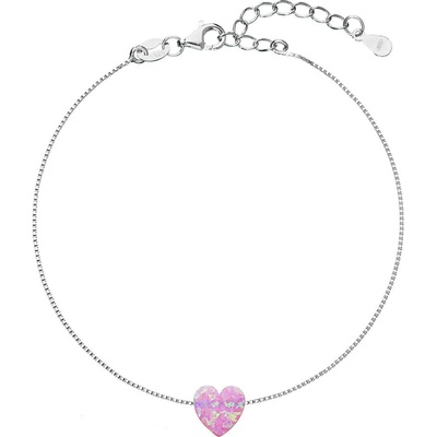Pavona stříbrný se syntetickým opálem růžové srdce 13018.3 Pink s. Opal