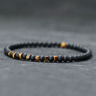 Daniel Dawson korálkový náramek Sabino Onyx a Tygří oko NR2070 Černá