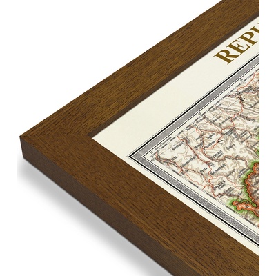 ZES Československo 1933 - nástěnná mapa 200 x 100 cm Varianta: mapa v dřevěném rámu, Provedení: Pegi tmavý ořech