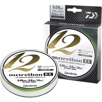 Daiwa šnúra Morethan 12 Braid EX+SI Lime Green 135m 0,08mm 5,8kg