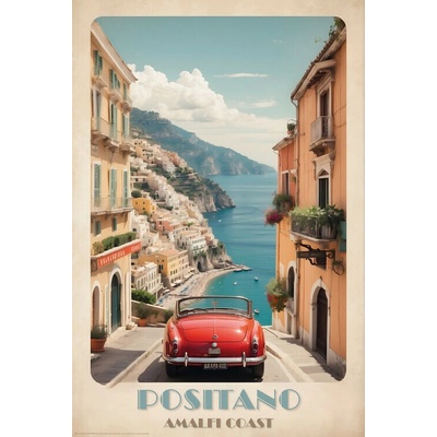 Plagát, Obraz - Coastal Dreams: Vintage Travel Poster of Positano, 61 × 91.5 cm