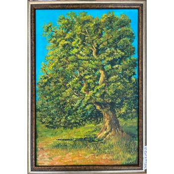 Картина с високо зелено дърво с богата корона