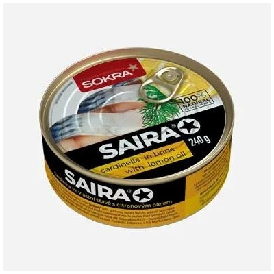 Sokra SAIRA Sardinela ve vlastní šťávě s citronovým olejem 240 g