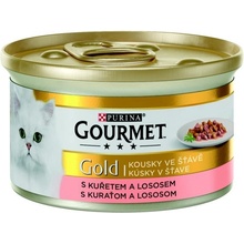 Gourmet Gold cat kousky losos a kuře ve šťávě 85 g