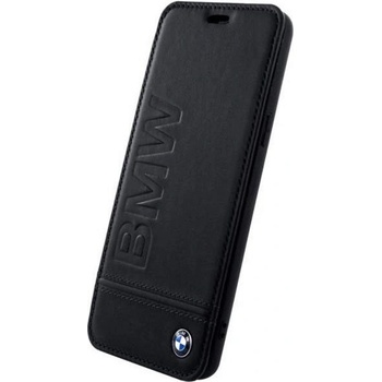 BMW Signature Leather Booktype Case - кожен калъф (естествена кожа), тип портфейл за Samsung Galaxy S9 Plus (черен)