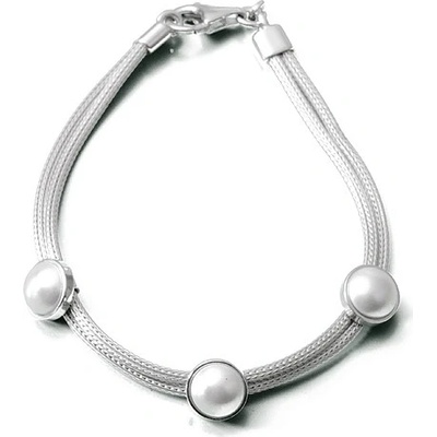 Zlatnictví Zlatíčko stříbrný náramek s bílými perlami 200.00001