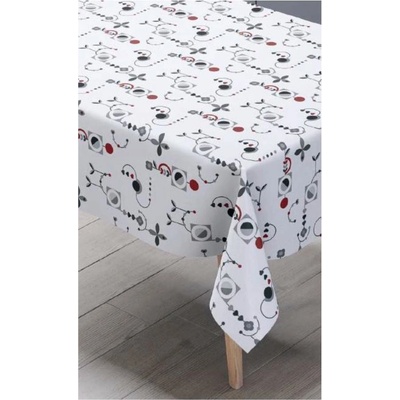 Ubrus PVC 211B, metráž, 20 m x 140 cm, vzor šedo-červený, IMPOL TRADE