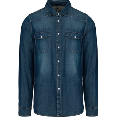 Kariban košile denim dlouhý rukáv K519 blue jean