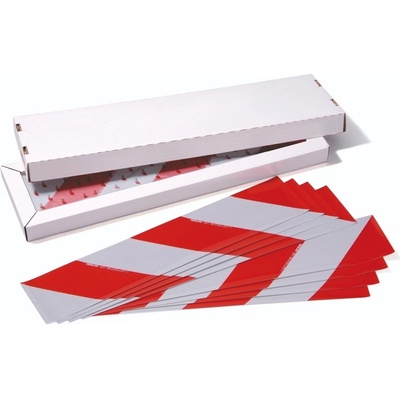 Výstražné značení kontejnerů WT-5219 – 141×705 mm, červeno-bílá, 1 pruh ukazující doprava