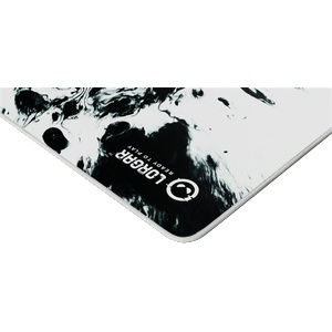 LORGAR Gaming Mousepads full print white and black design, bottom is black rubber with embossed LORGAR logo with double side edge stitching (LRG-MPA14M)