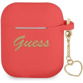 Guess Калъф Guess GUA2LSCHSR за AirPods 1/2, червен, Silicone Charm Heart Collection (GUE002011-0)