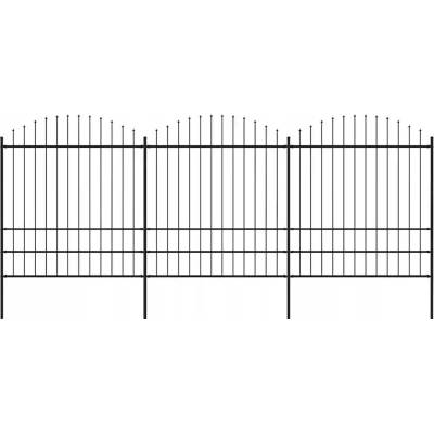 vidaXL Zahradní plot s kopím nahoře ocelový 537 x 200 cm černý