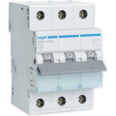 Hager jistič 3P B 25A 6kA AC MBN325E