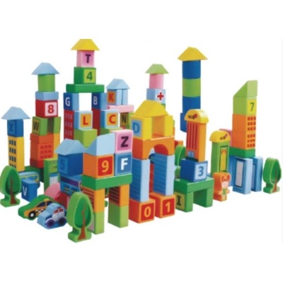Eco Toys dřevěné kostky v kyblíku 100 ks pastelové barvy