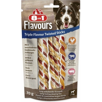 8in1 Triple Flavour snacky Twisted žvýkací tyčinky 10 kusů 70 g – Hledejceny.cz
