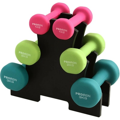 PROIRON jednoručné činky 1 - 3 kg stojan